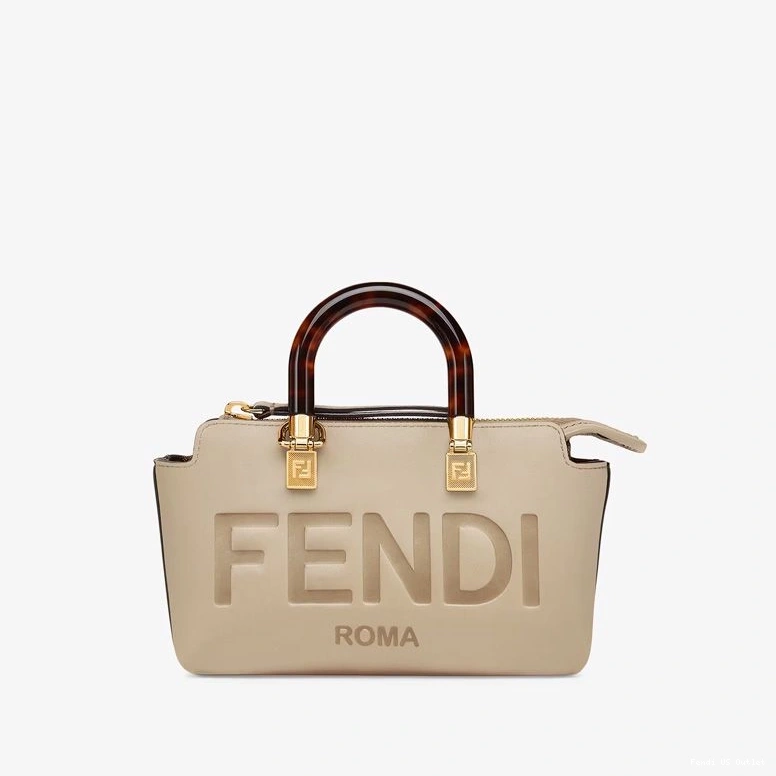Cheap HOT Grey The Bag Way Boston In By ROMA Leather Calf Fendi Logo Mini 0806